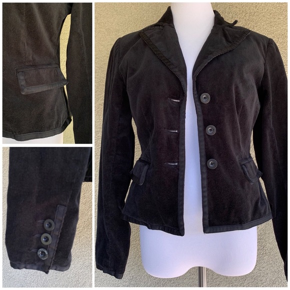 “Willi Smith” Black Corduroy Jacket Ribbon Trim - Picture 3 of 8